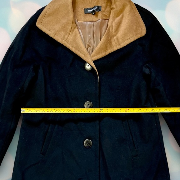 Ellen Tracy Women’s Black Winter Peacoat Wool Blend Button Jacket Coat Size 10 - Picture 4 of 6